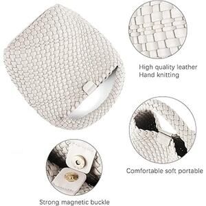 New Likebag Womens Creamy White Faux Leather Woven Handbag Purse Retro Bag